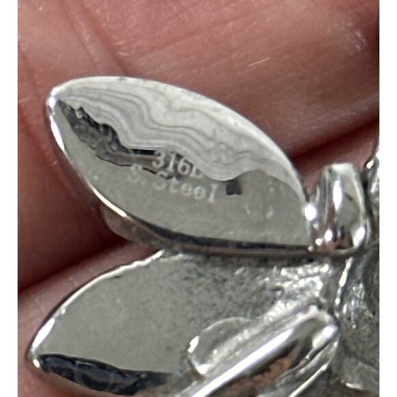 Colorful Bee Pendant 316L Stainless Steel Red Green Rhinestone Insect - Picture 5 of 5